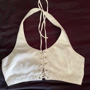 Halter tie/zip up crop top